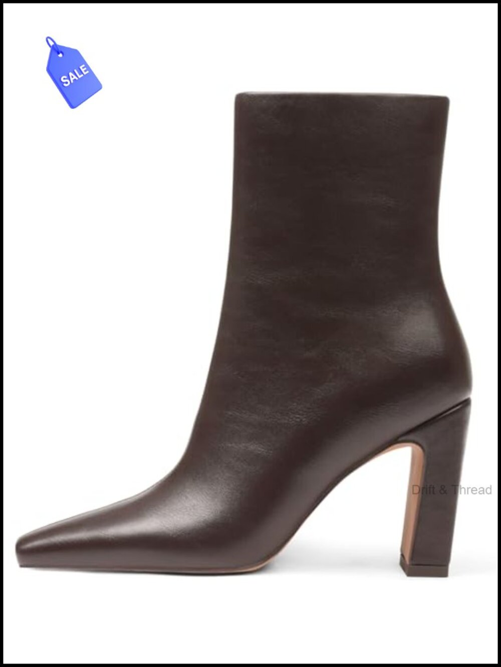 Women's Square Toe Chunky Heeled Ankle Boots Faux Leather